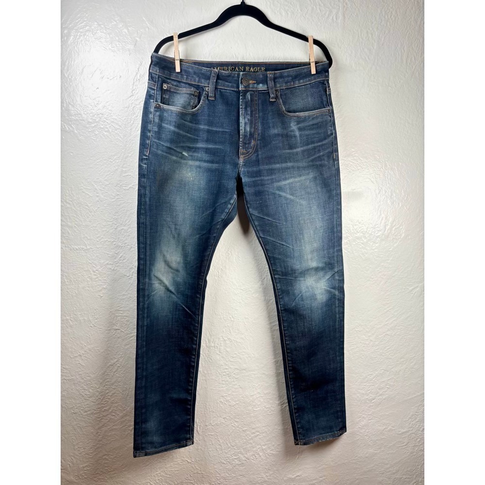 American Eagle Slim Taper Jeans Mens 33x30 Dark Wash 360 Extreme‎ Flex Denim